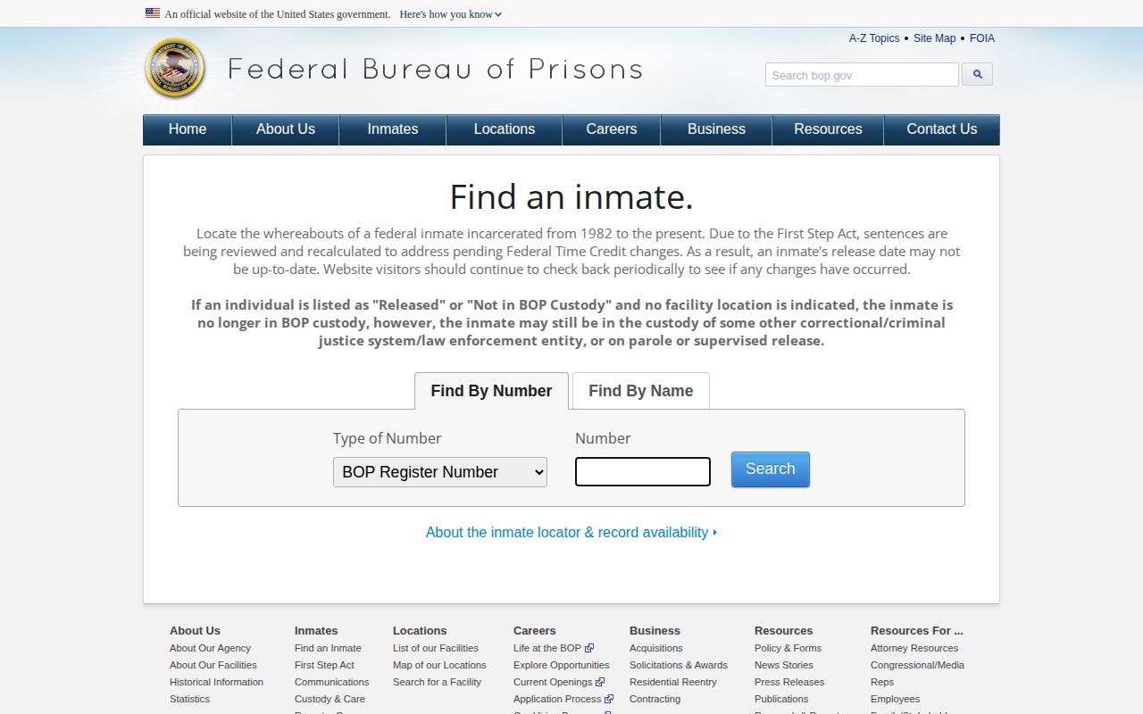 Federal BOP locator for Hood River County release checks